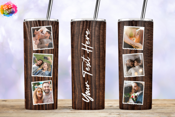 20oz Insulated Stainless Steel Travel Tumbler with lid and Custom Photo (6 Photos/Text)