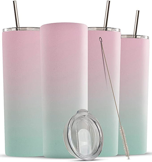 20oz Skinny Insulated Stainless Steel Tumbler with Lid and Straw