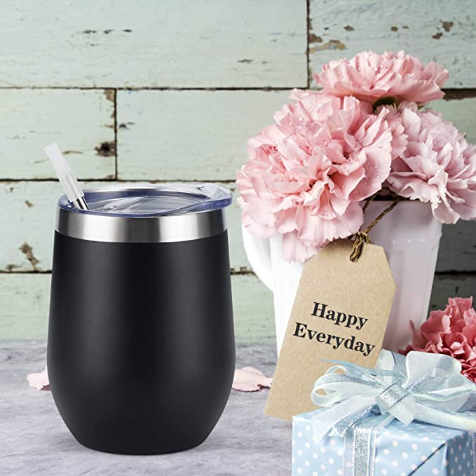 Wine Because Punching People is Illegal - 12oz Insulated Stainless Steel Wine Tumbler