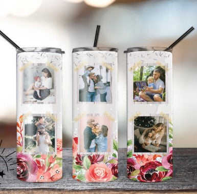 20oz Insulated Stainless Steel Travel Tumbler with lid and Custom Photo (6 Photos/Text)