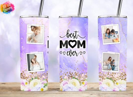 20oz Insulated Stainless Steel Travel Tumbler with lid MAMA and Best Mom (Custom Photo)