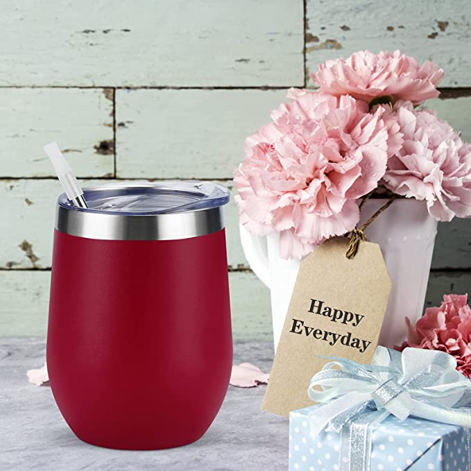 Wine Because Punching People is Illegal - 12oz Insulated Stainless Steel Wine Tumbler