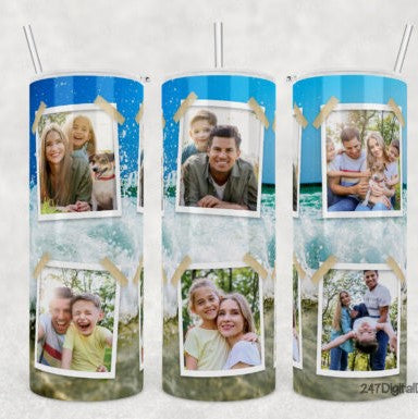 20oz Insulated Stainless Steel Travel Tumbler with lid and Custom Photo (6 Photos/Text)