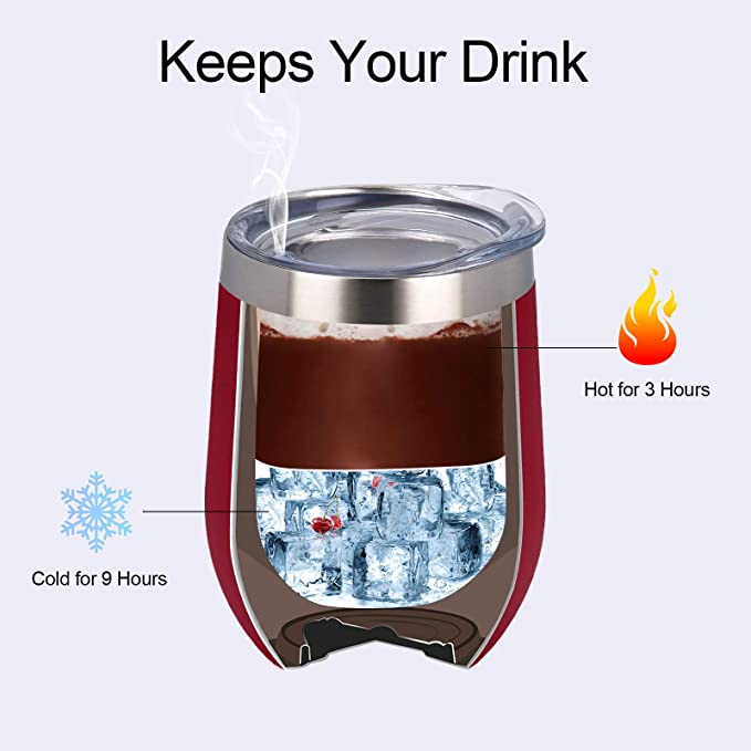 Custom Text - 12oz Insulated Stainless Steel Wine Tumbler