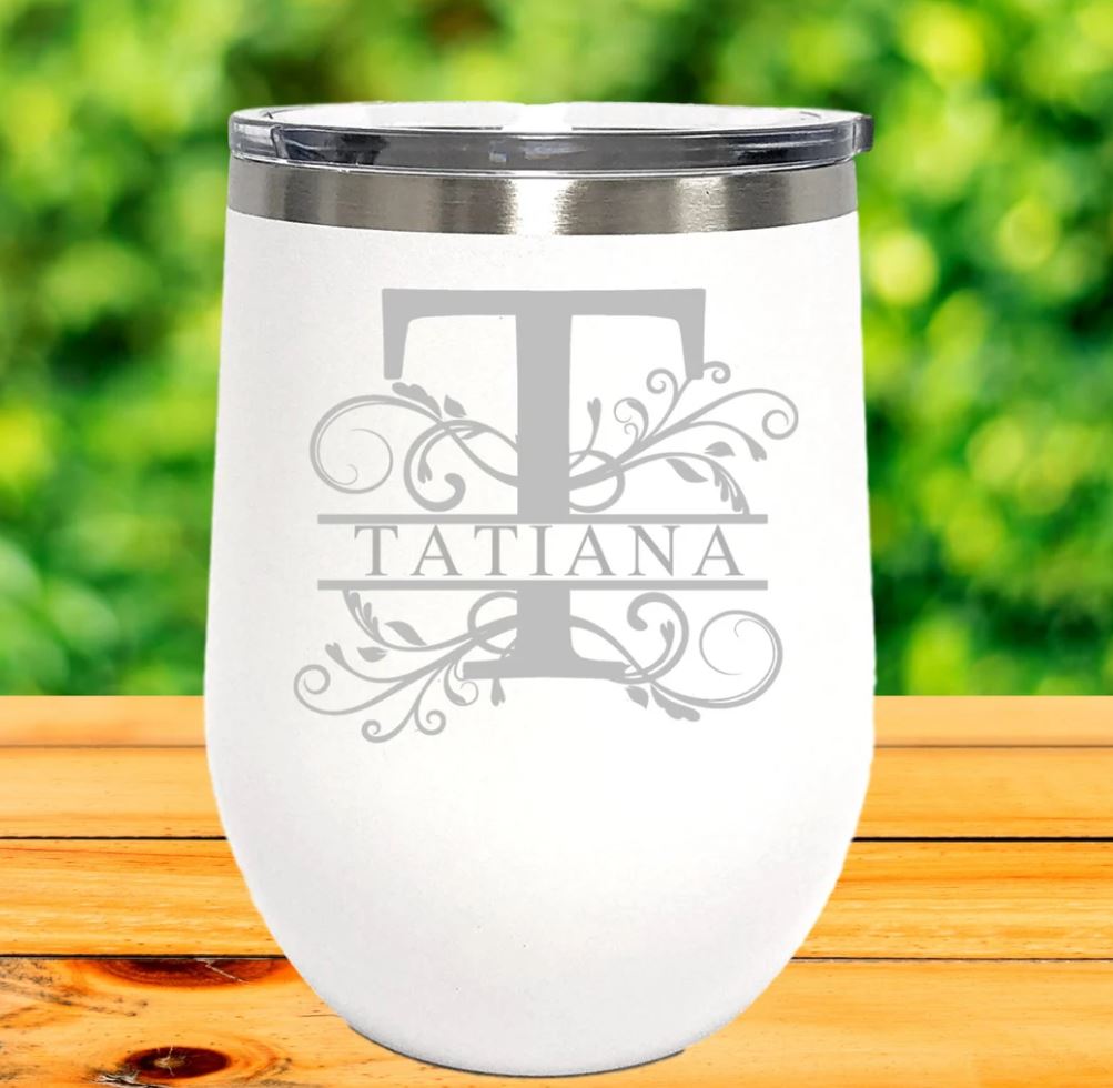 Monogram -12oz Insulated Stainless Steel Wine Tumbler - Custom Text