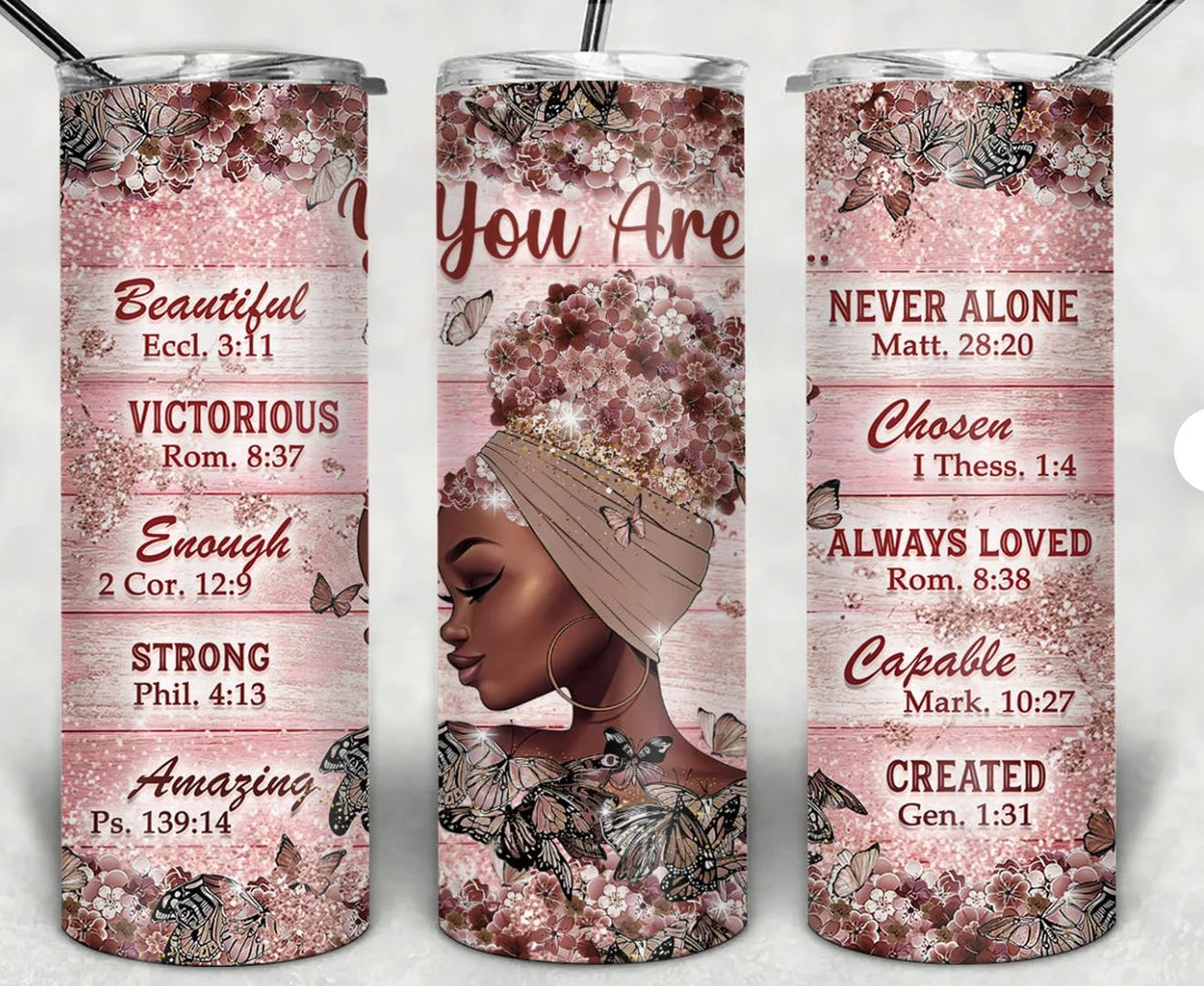 20oz Insulated Stainless Steel Travel Tumbler You Are, Afro Queen, Black Queen