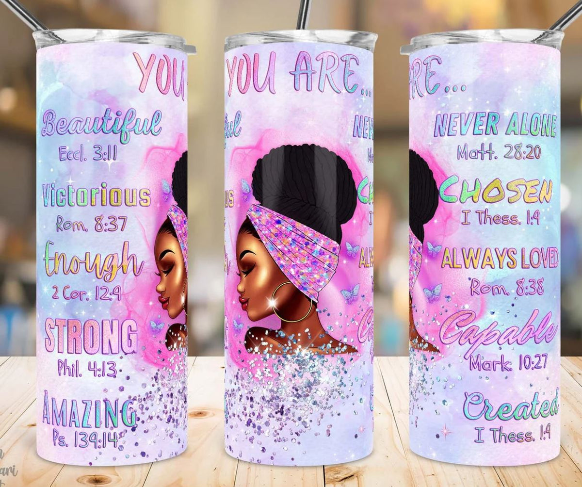 20oz Insulated Stainless Steel Travel Tumbler You Are, Afro Queen, Black Queen