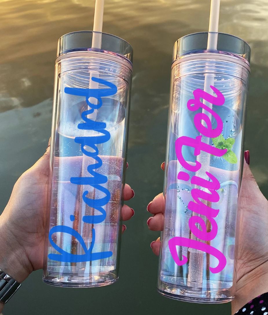 Personalized Tumbler with Lid and Straw, Clear Acrylic Tumbler, 16oz