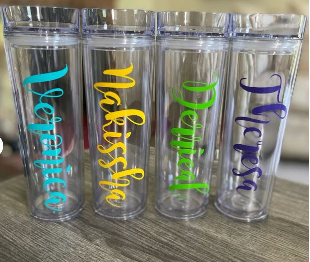 Personalized Tumbler with Lid and Straw, Clear Acrylic Tumbler, 16oz