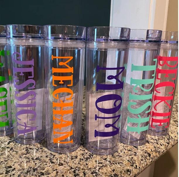 Personalized Tumbler with Lid and Straw, Clear Acrylic Tumbler, 16oz