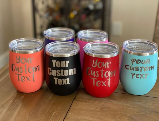 Custom Text - 12oz Insulated Stainless Steel Wine Tumbler