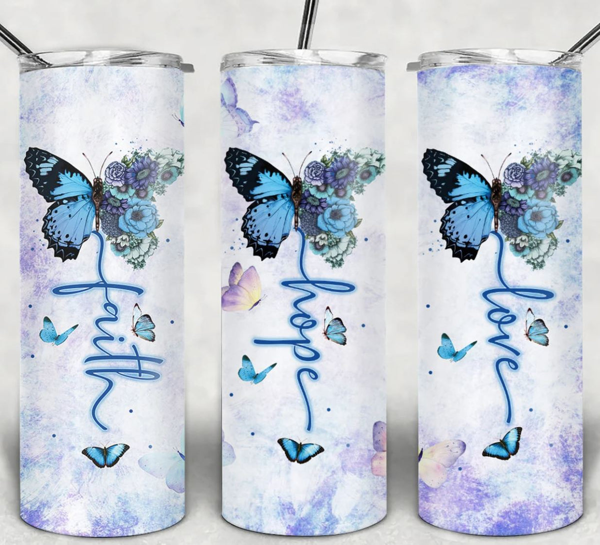 Faith Hope Love - 20oz Skinny Insulated Stainless Steel Travel Tumbler