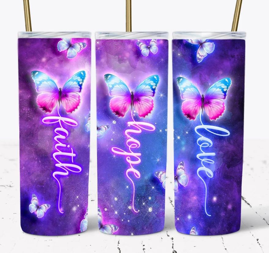 Faith Hope Love - 20oz Skinny Insulated Stainless Steel Travel Tumbler