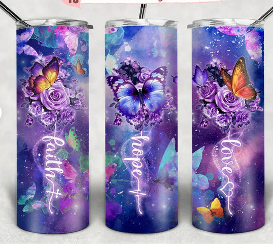 Faith Hope Love - 20oz Skinny Insulated Stainless Steel Travel Tumbler
