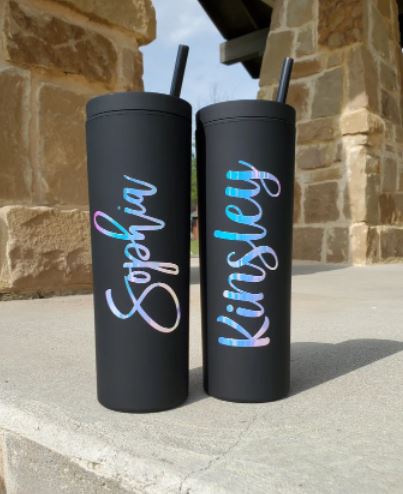 Personalized Tumbler with Lid and Straw, Matte Pastel, Colored Acrylic Tumbler, 16oz