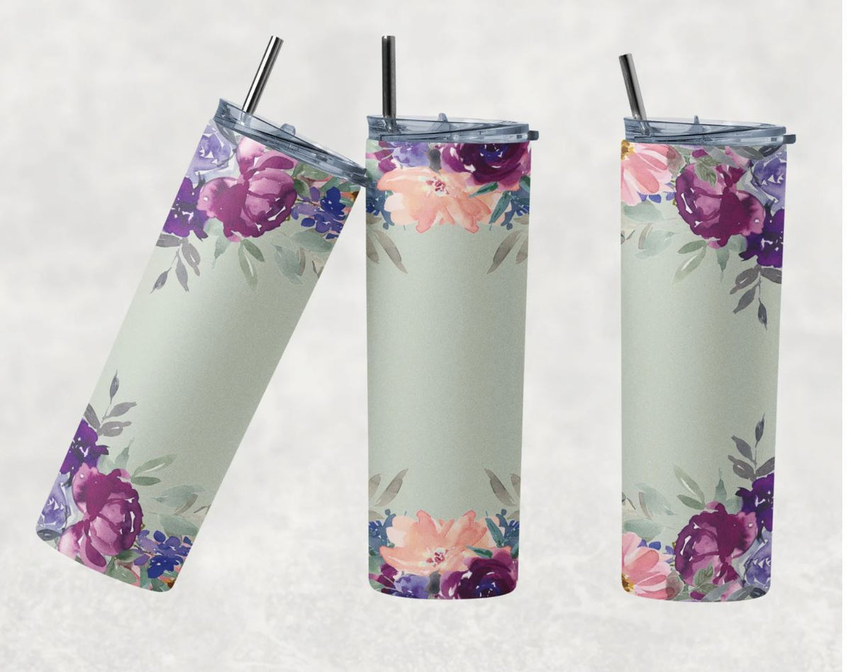 Purple Floral- 20oz Insulated Stainless Steel Travel Tumbler
